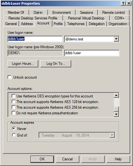 Options for account encryption